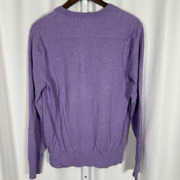 Banana Republic Cotton‎ Cashmere V-Neck Sweater Mens Medium SOFT Classic Purple - Picture 4 of 9